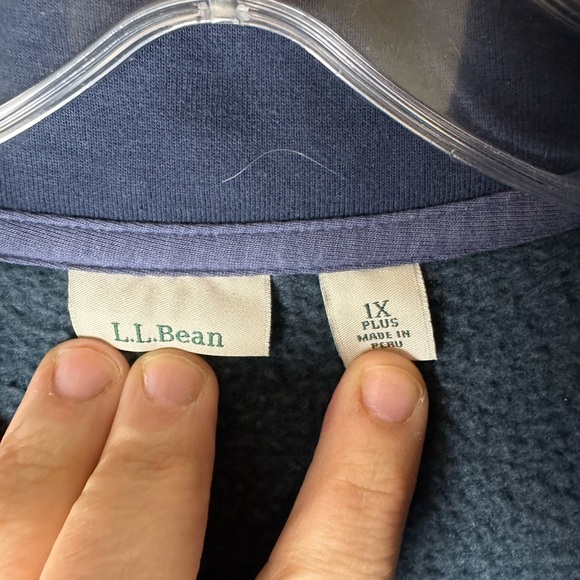 LL Bean womens plus size 1X green 1/4 snap ribbed pullover - Picture 2 of 2